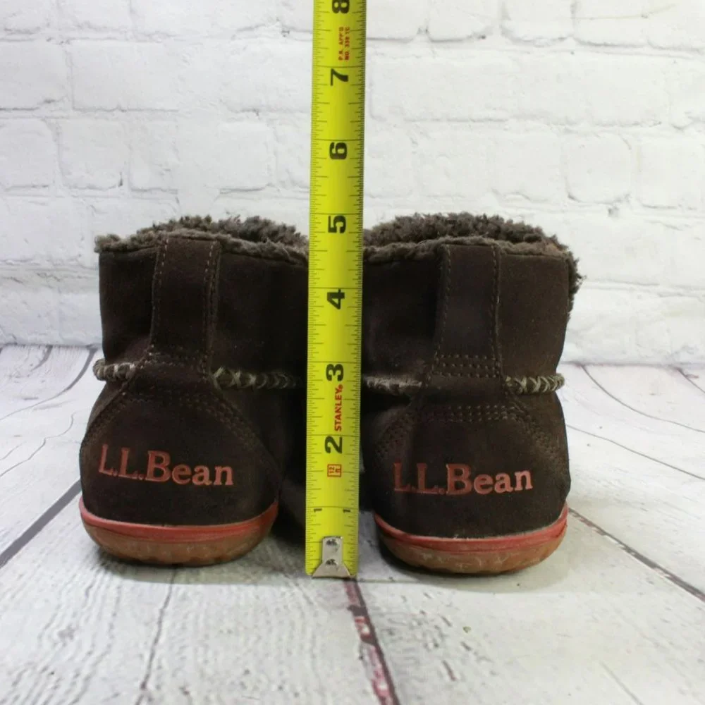 LL Bean Brown Suede Fleece Lined Mountain Moccasin Slippers Boot Size 10 M - Picture 6 of 9